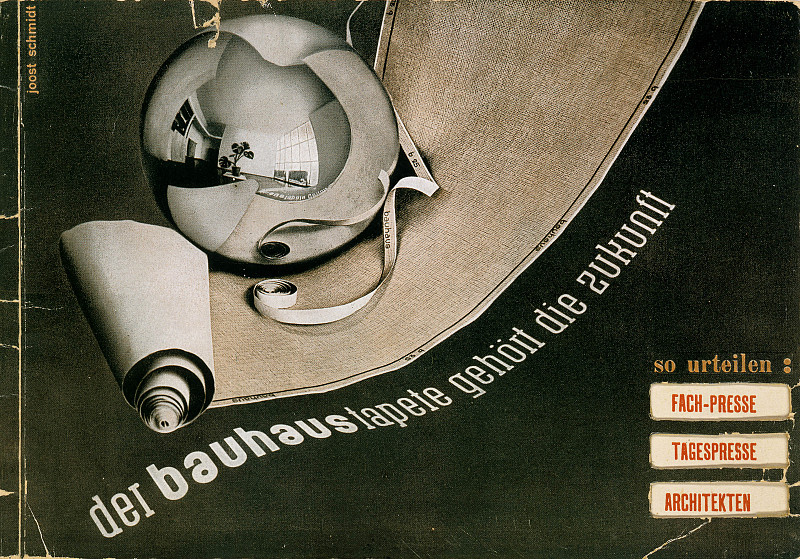 Joost Schmidt, Title page of the Bauhaus wallpaper catalogue: ‘the future belongs to bauhaus wallpaper’, 1931 / Bauhaus-Archiv Berlin / © VG Bild-Kunst Bonn