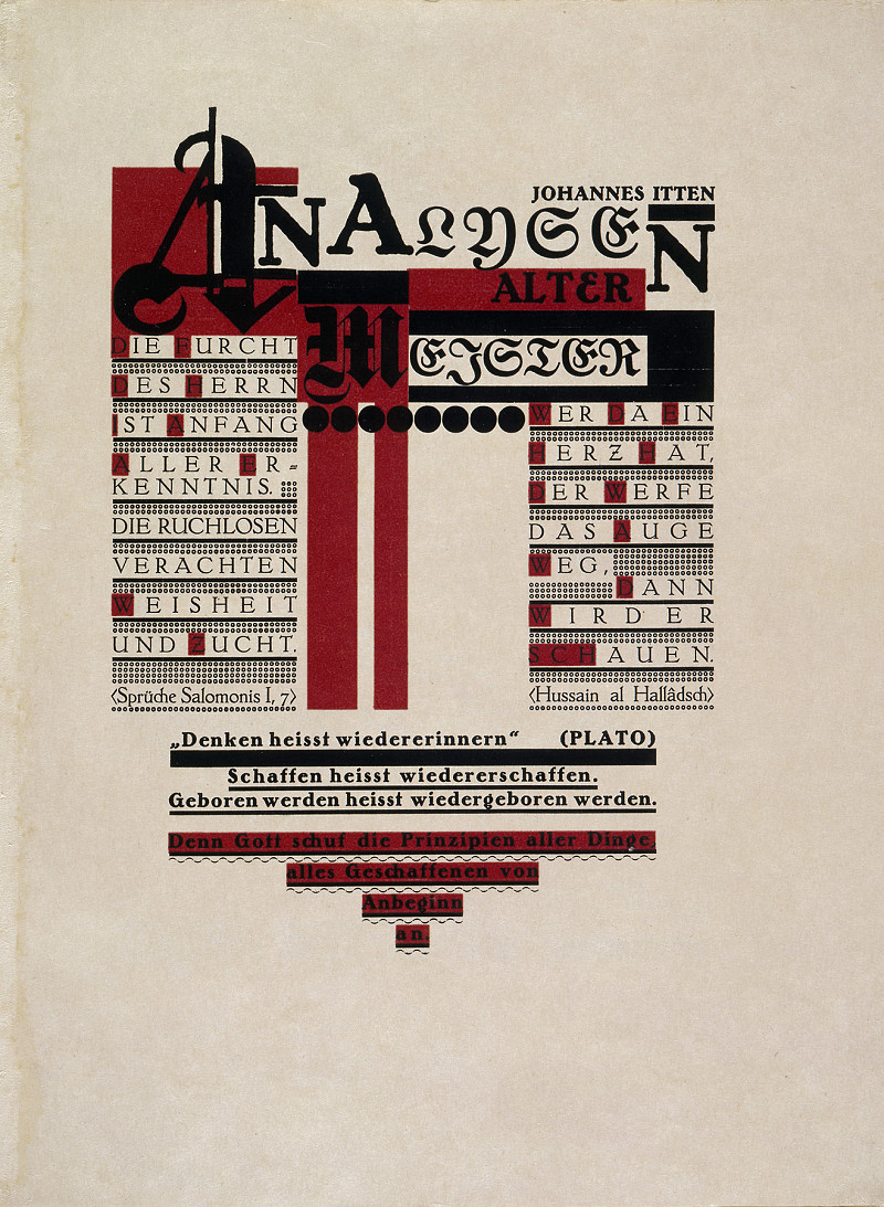 Johannes Itten, Analysen Alter Meister, Blatt 1-2 (aus: Utopia: Dokumente der Wirklichkeit), 1921 / Bauhaus-Archiv Berlin, VG Bild-Kunst Bonn