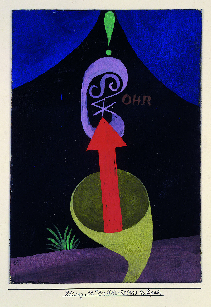 Paul Klee, Lösung "ee." der Geburtstagsaufgabe (aus der Mappe für Walter Gropius, 1924 / Bauhaus-Archiv Berlin, Foto: Hermann Kiessling